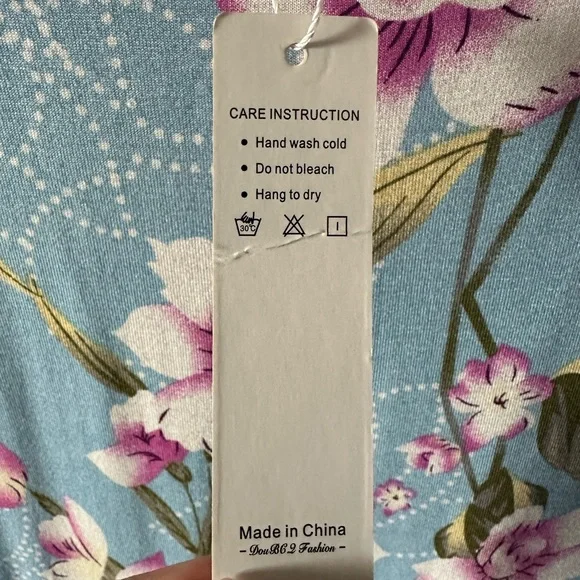 DouBCQ Floral Pocket Dress Blue Pink Casual Spring Dress NWT - Picture 5 of 7